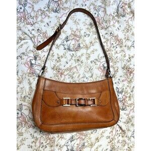 Etienne Aigner Vintage Brown Leather Shoulder Handbag Buckle Equestrian Accents
